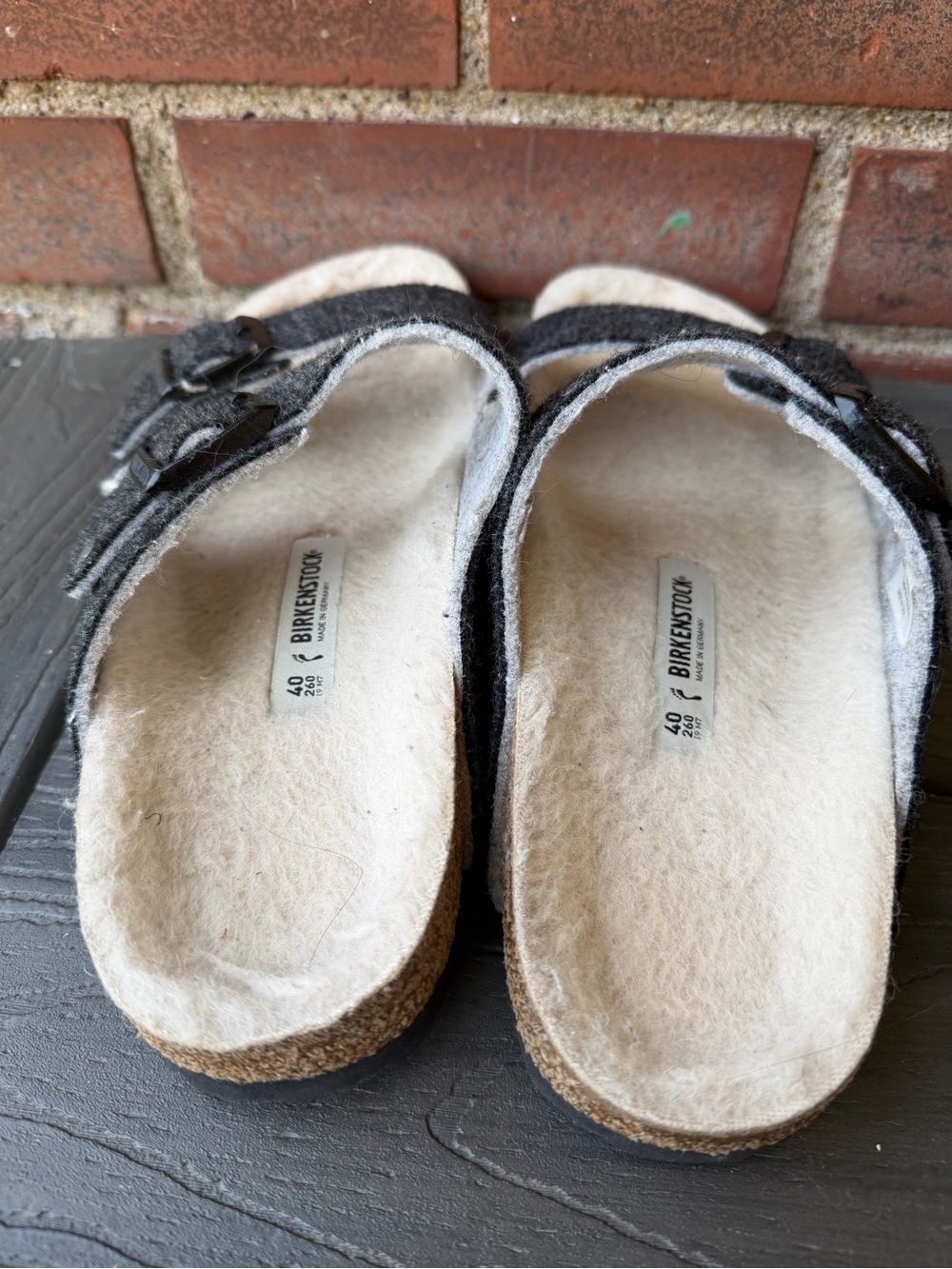 Birkenstock Arizona Rivet Wool Felt Sandals EU 40 Gray Anthracite Cozy Slides - Picture 10 of 13